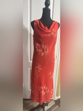 Studio I Red Floral Cowl-Neck Maxi Dress